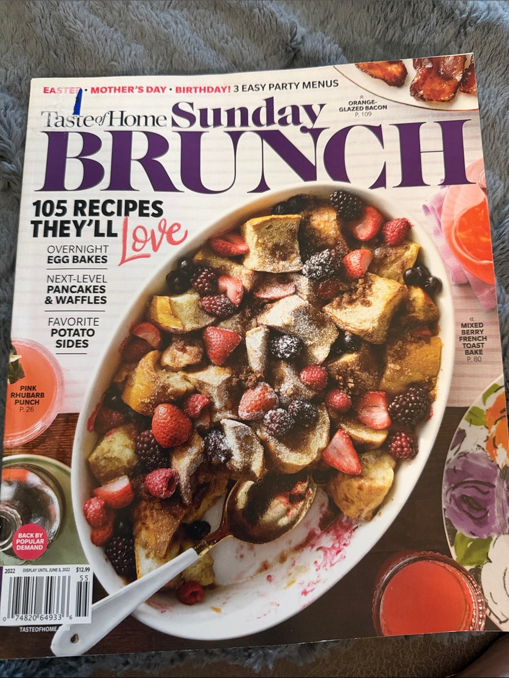 Taste of Home Sunday Brunch Magazine - White & Purple Cover with Colorful Food